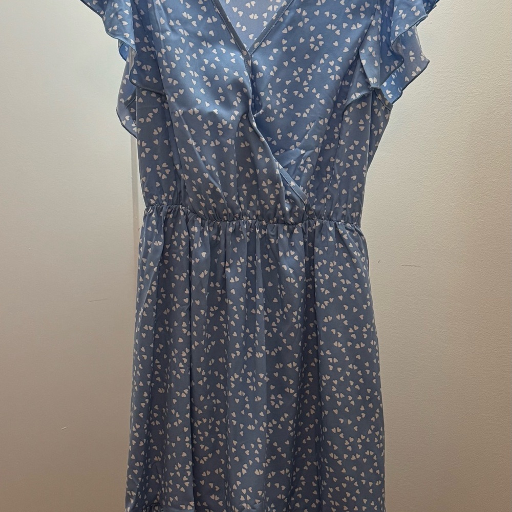 Blue Ruffle Floral Dress - Picture 3 of 7
